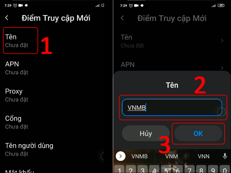 Đặt t&ecirc;n cho APN